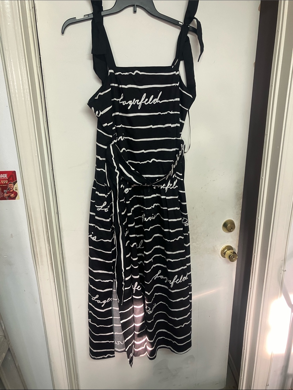 Karl lagerfeld Black & White Striped Tie-Waist Sundress